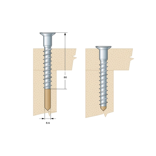 Konfirmat 6.4x50 100 szt Wkręty Meblowe do Płyty, Drewna, Sklejki Konfirmaty